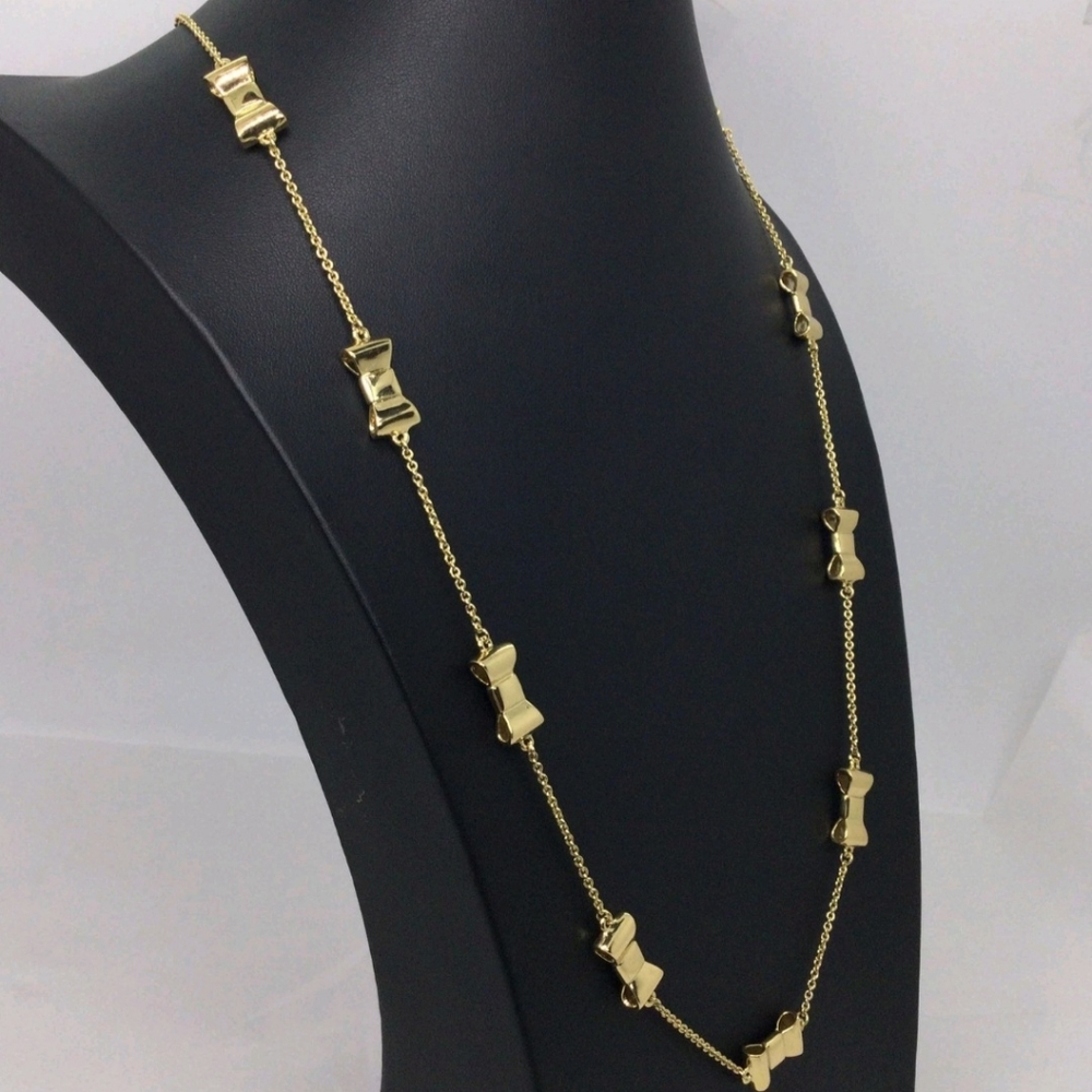 Kate Spade New York Goldtone Bow Station Necklace – 31" – NWOT - Picture 3 of 5